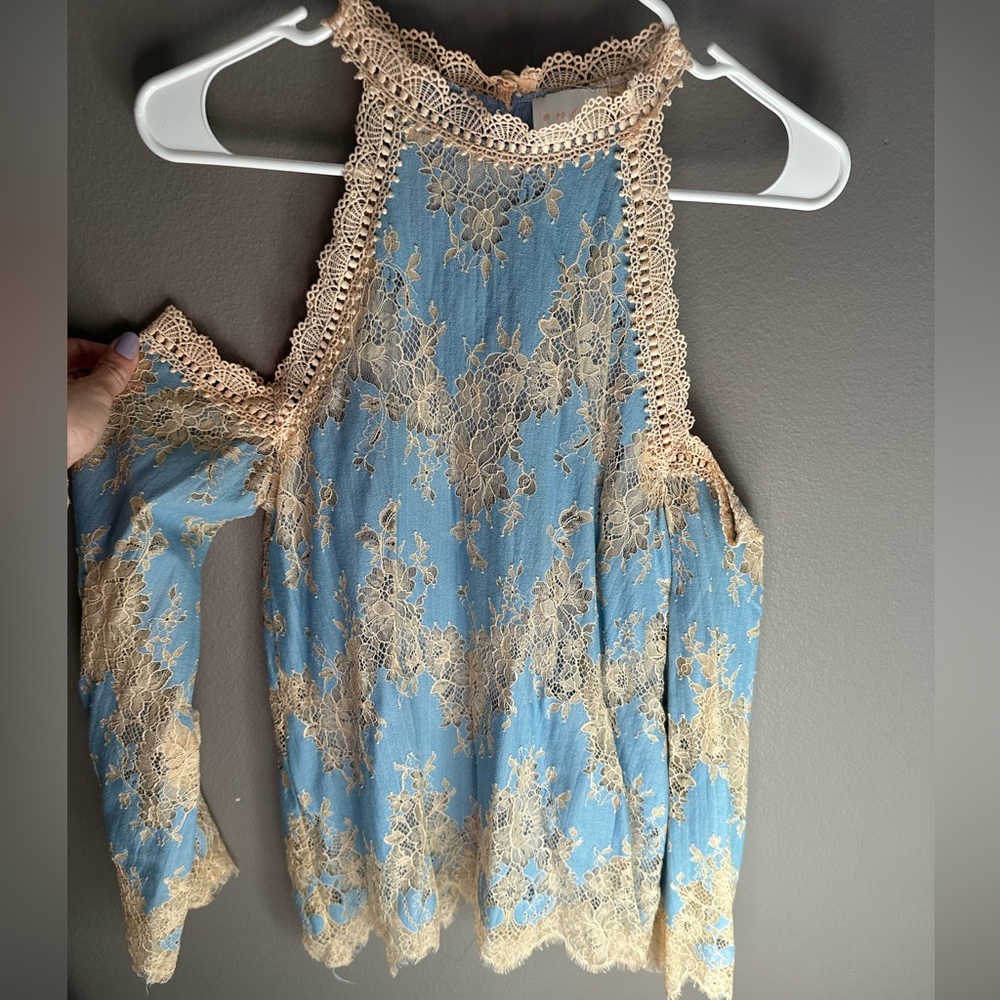 Beautiful lace cold shoulder blouse